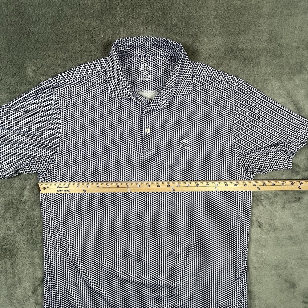 Rhoback Performance Polo Texas All Over Print Blue White Size Medium Golf Shirt - Picture 6 of 8